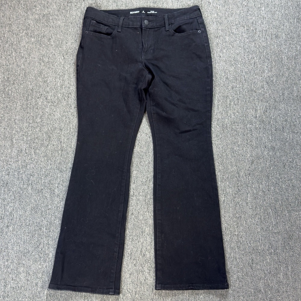 Old Navy Mid Rise Kicker Boot-Cut Black Denim Jeans Women's Size 6 Petite